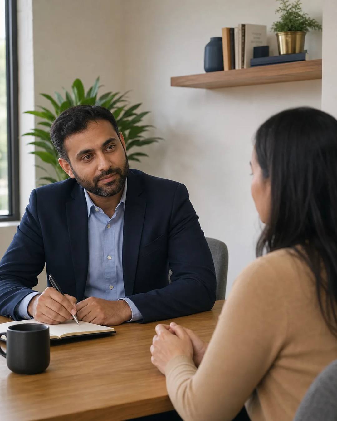 Professional advisor listening carefully during a private consultation